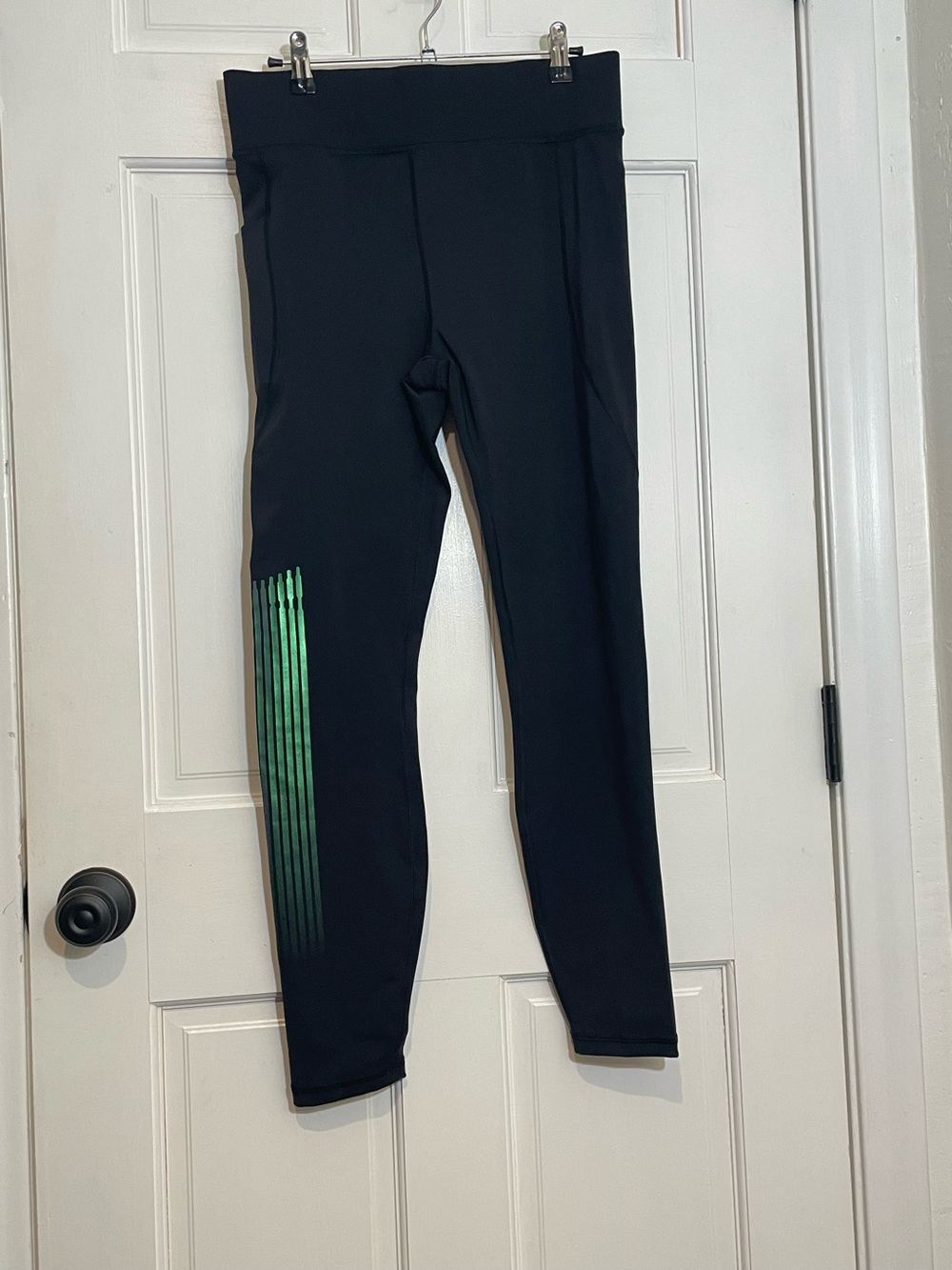 Savage X Fenty Sport Leggings XL Black Green Graphic High Rise Full Length